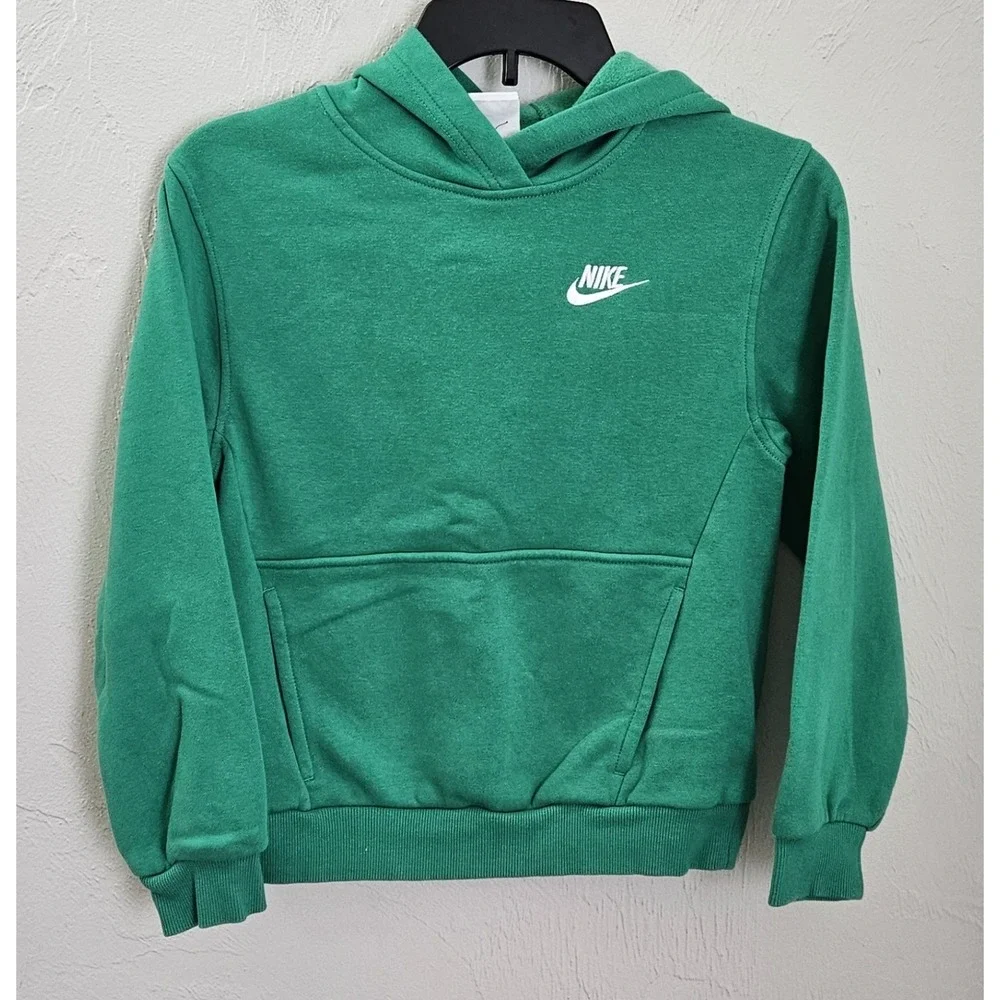 Nike Sportswear Fleece Embroidered‎ Logo Hoodie Green Kids Children's Size Small